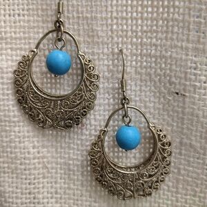 Blue Gold Drop Earrings